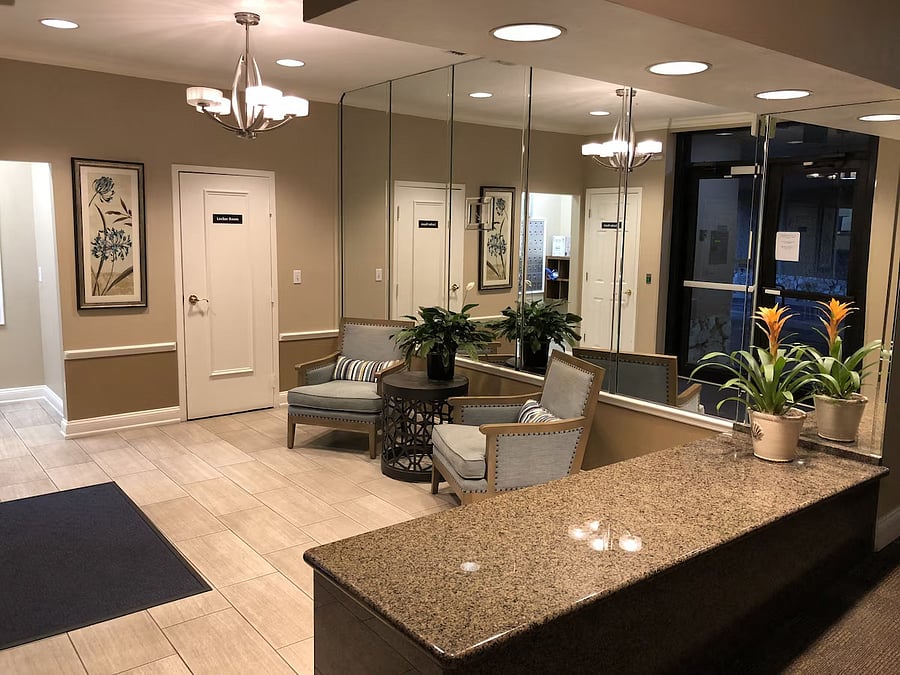 Lobby with adjacent mail room and elevators