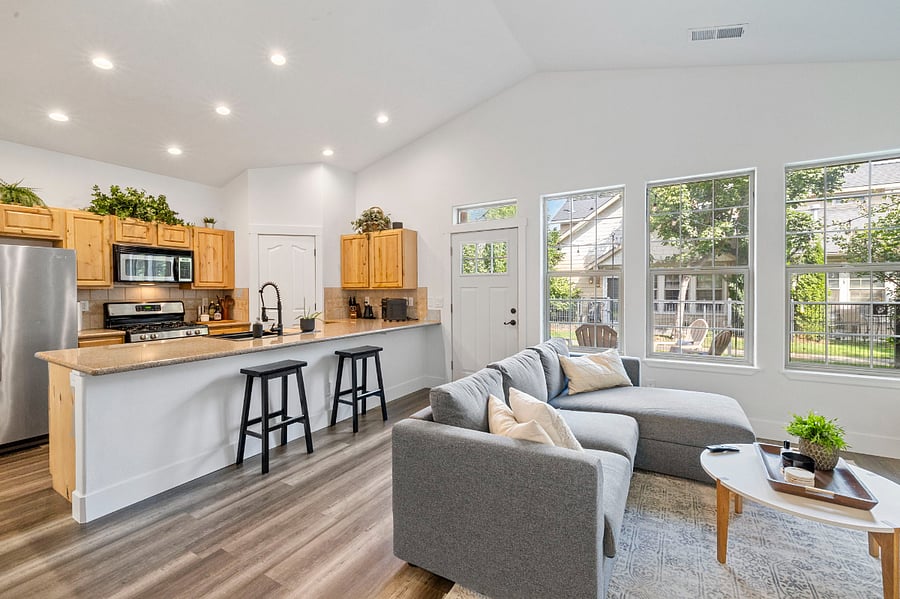 Kitchen + Living Room + Backyard Door