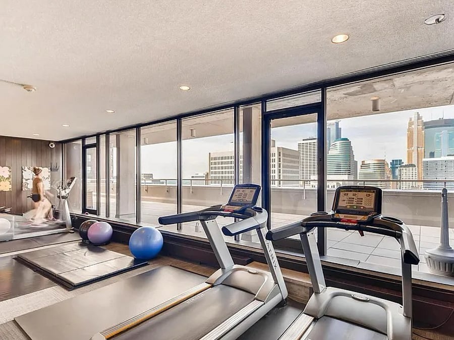 Rooftop gym with 2nd gym on basement level.