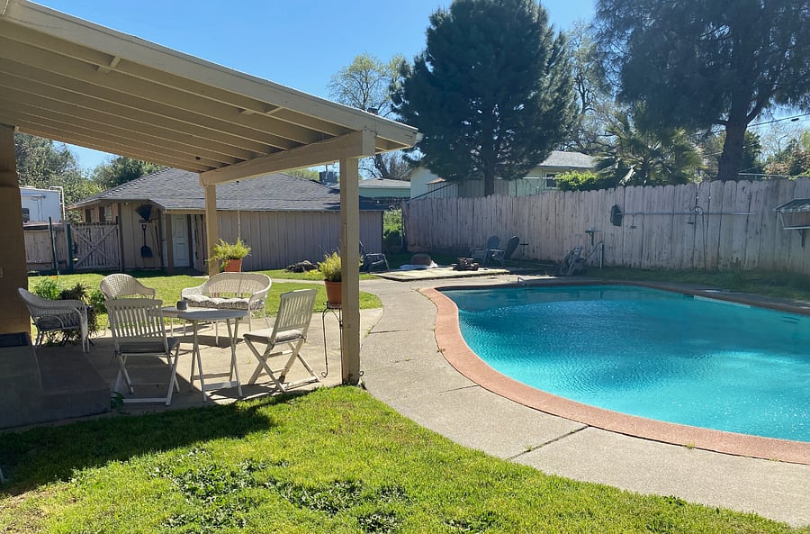 Covered patio and pool