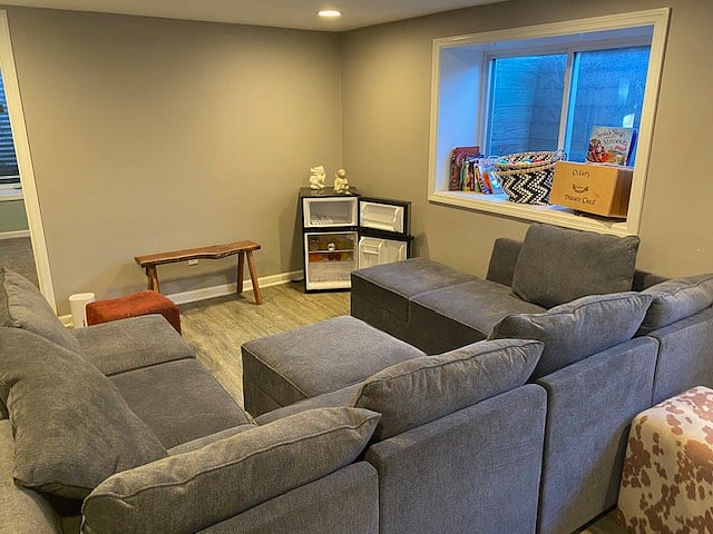 Can re-arrange couch/TV/Table