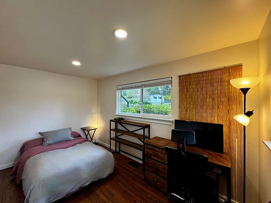 Convertible couch as double bed.