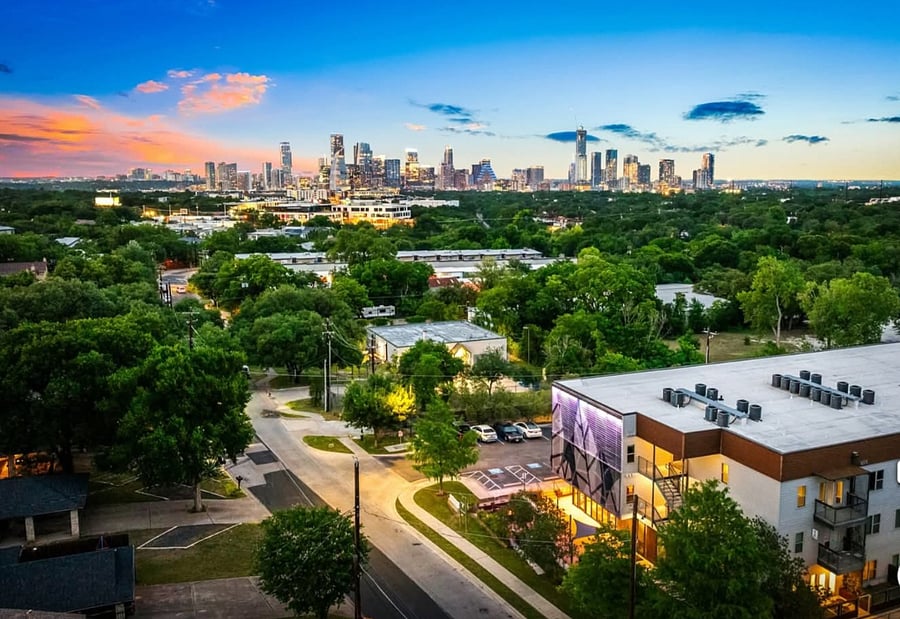 2 miles to downtown, south of the river.