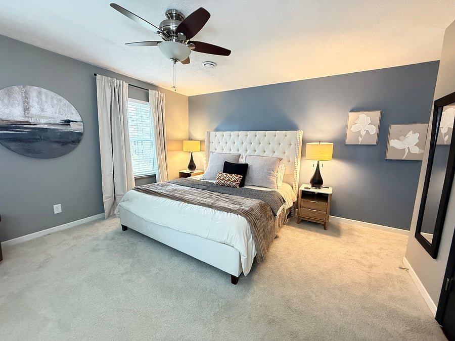Master bedroom, King size bed, main level.