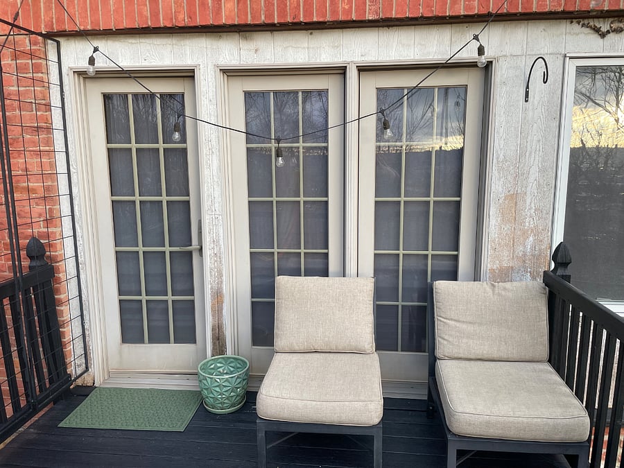 The deck is freshly sealed and painted. Will be painting around doors in the near future.