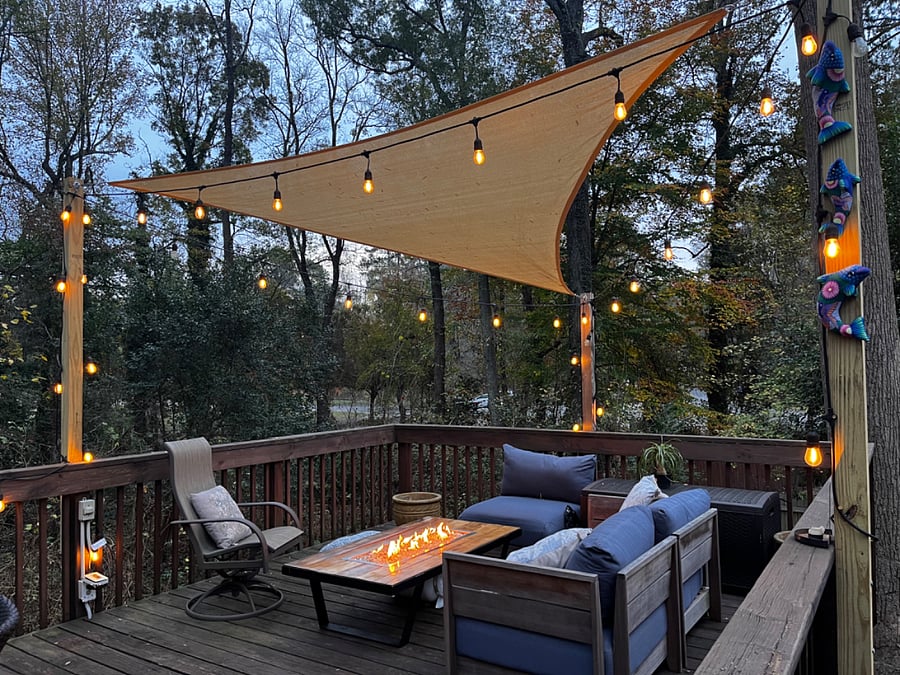 Gas fire pit for colder months. 
