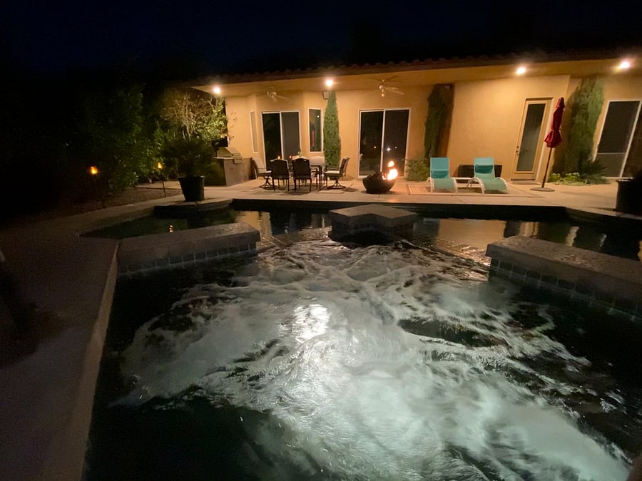 Spa with Bubbling Jets at Night