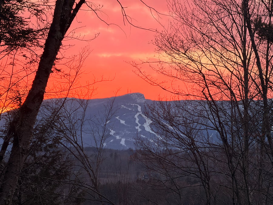 Sunset view from the deck on a clear day
