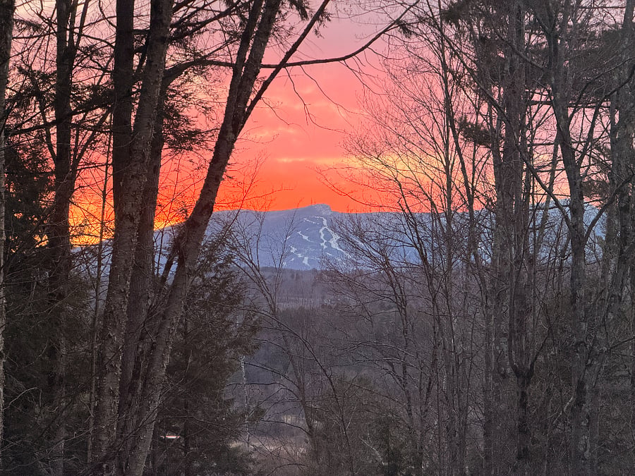 Sunset view from the deck on a clear day