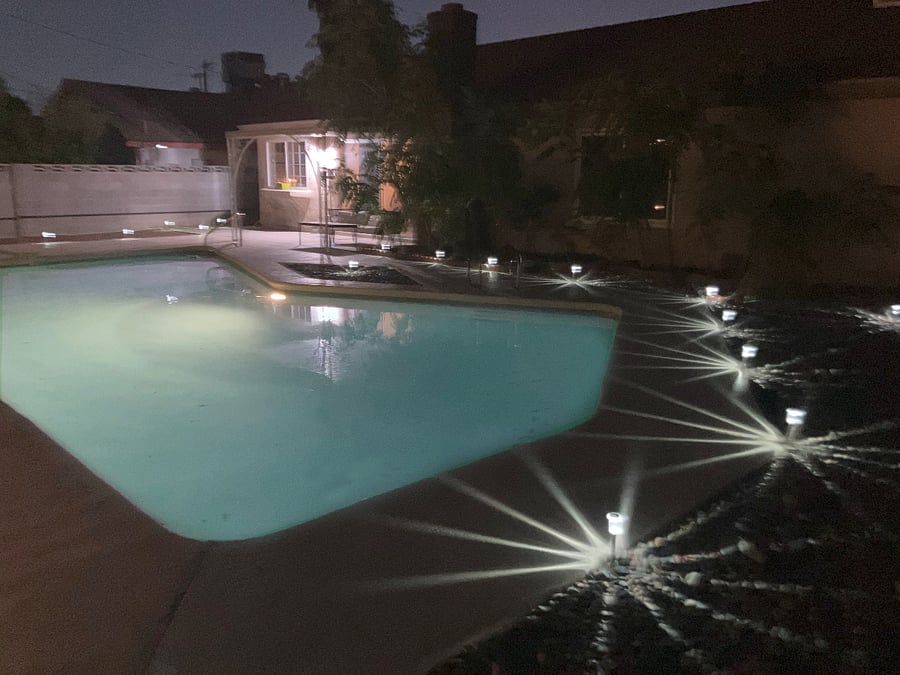 Nighttime view of the Pool