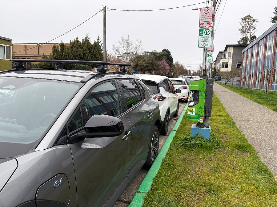 Reliable EV chargers two blocks away.