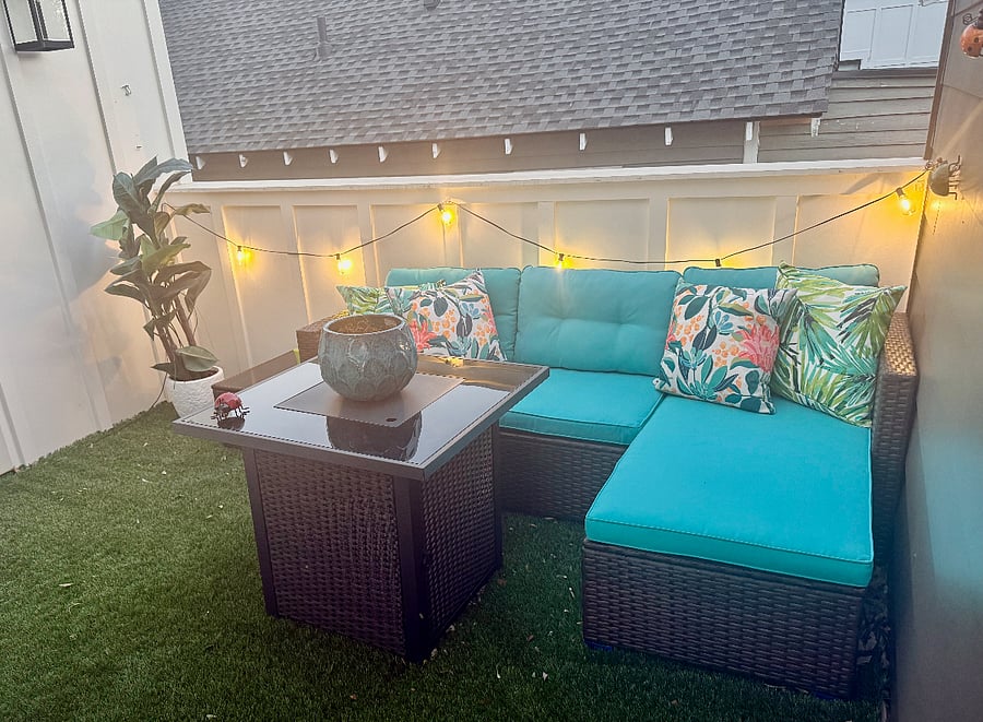 rooftop deck with propane firepit