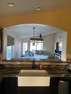 Looking from kitchen to living area