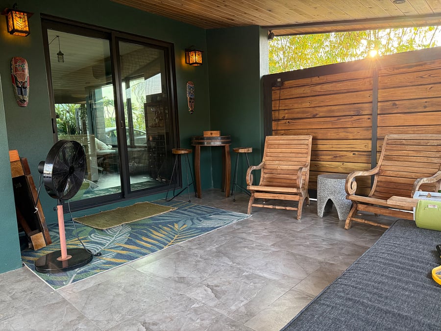 Outdoor Patio with teak wood furniture 