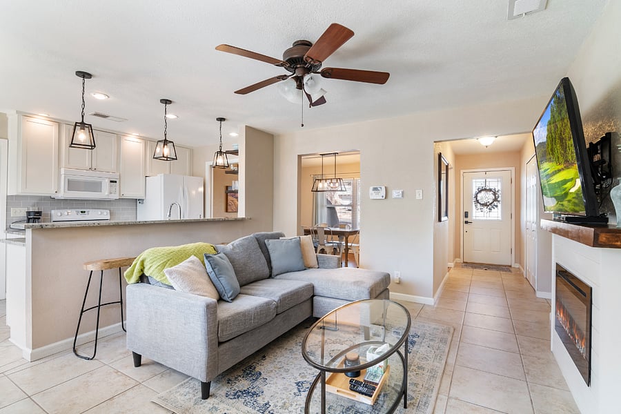 Open floor-plan living room & kitchen