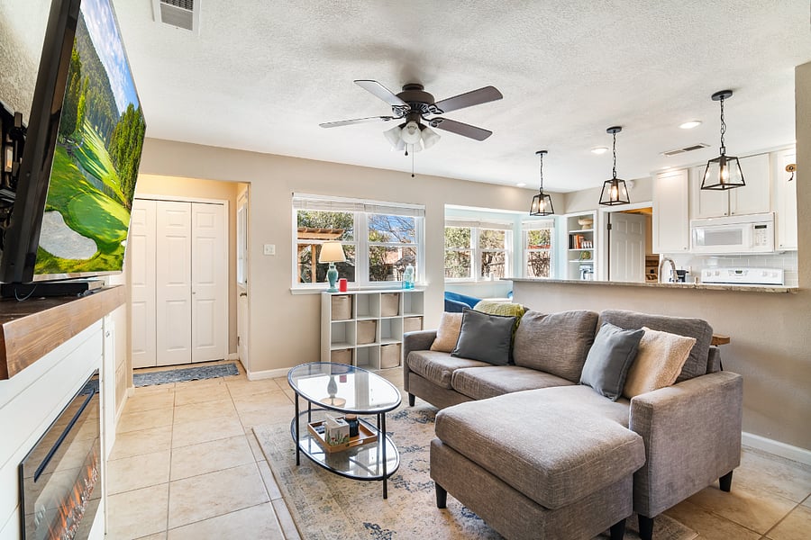 Living room with plenty of storage
