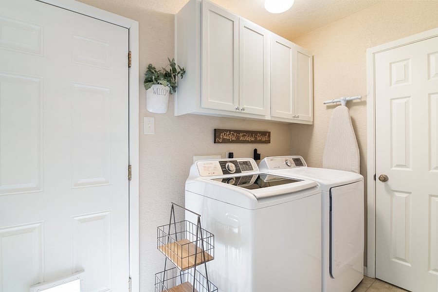 Washer, dryer, ironing board, and iron included