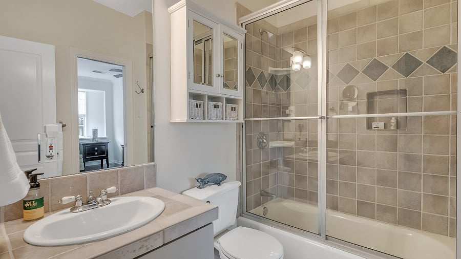 Master bathroom with garden tub and shower.