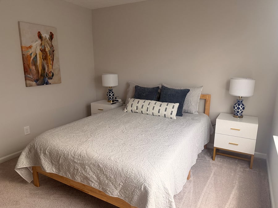Upstairs first bedroom with queen bed