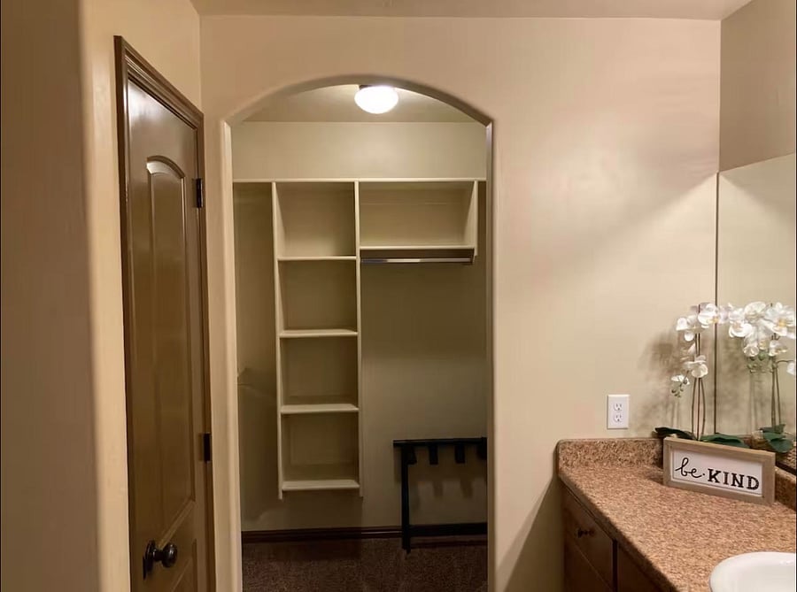 Built-in closet with generous storage shelving