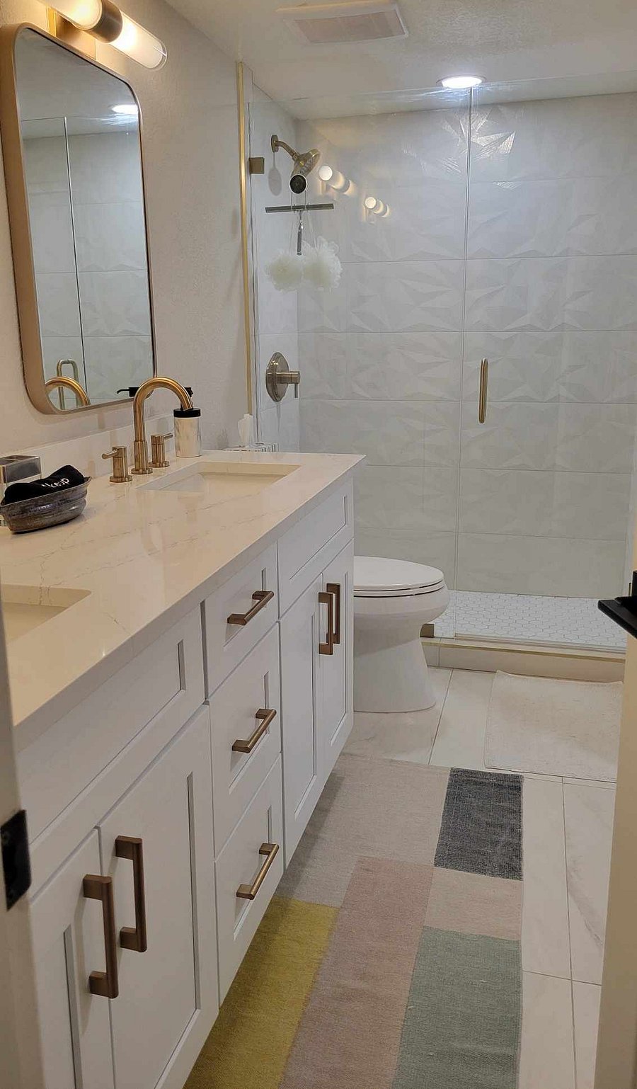 Double vanity and shower