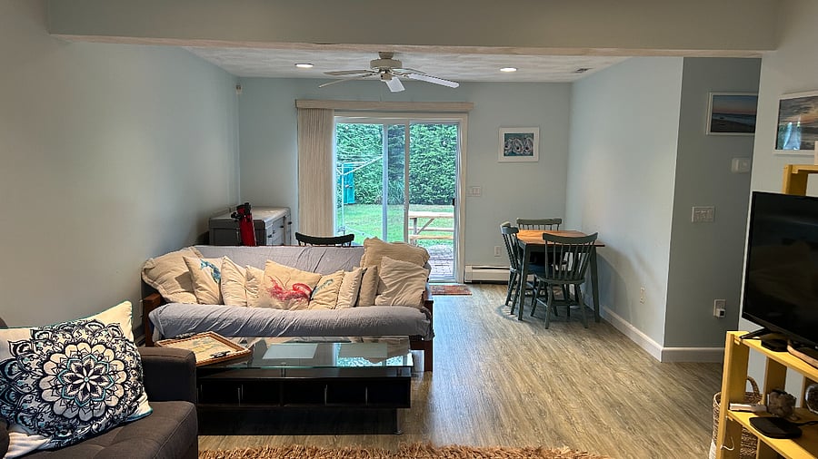 Lower level living area, walk out to patio
