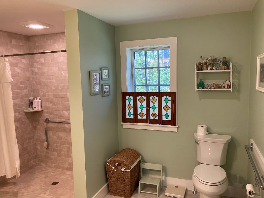 Bathroom with large walk in shower