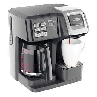 Hamilton Beach coffee maker by the pot or single K-cups.