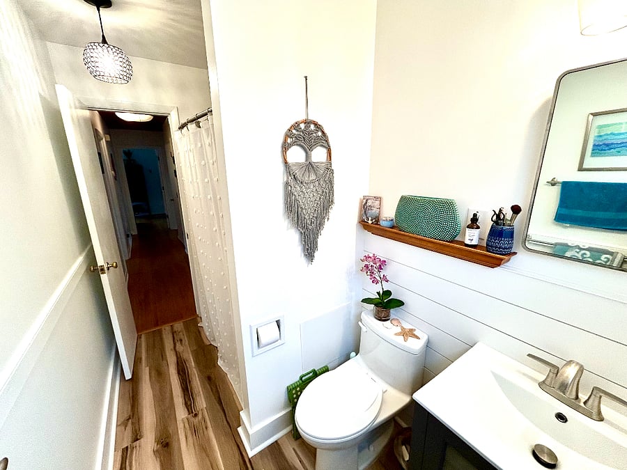 Full bathroom with bathtub and shower