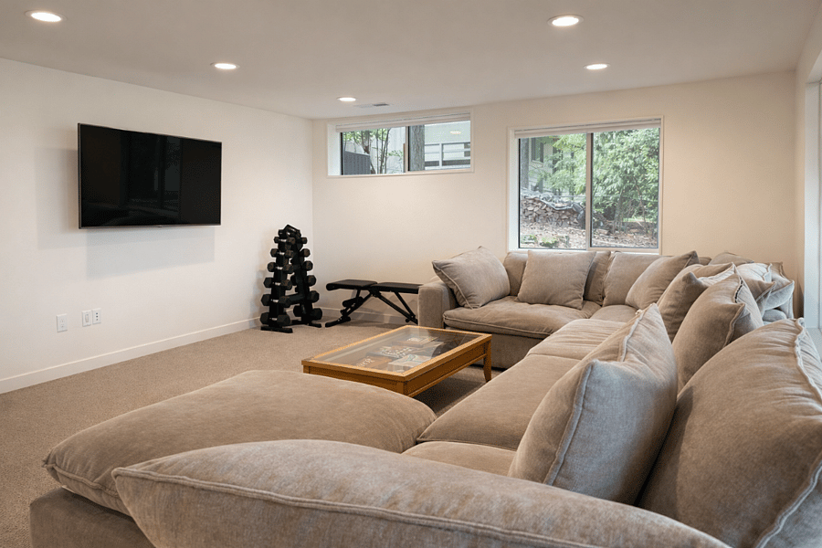 2nd living room with electric fireplace