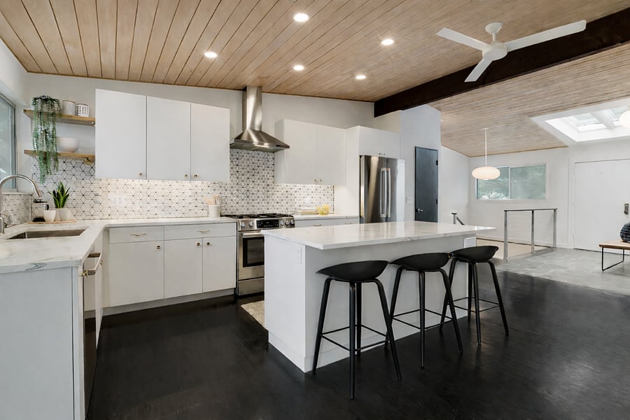 open kitchen complete with microwave, dishwasher
