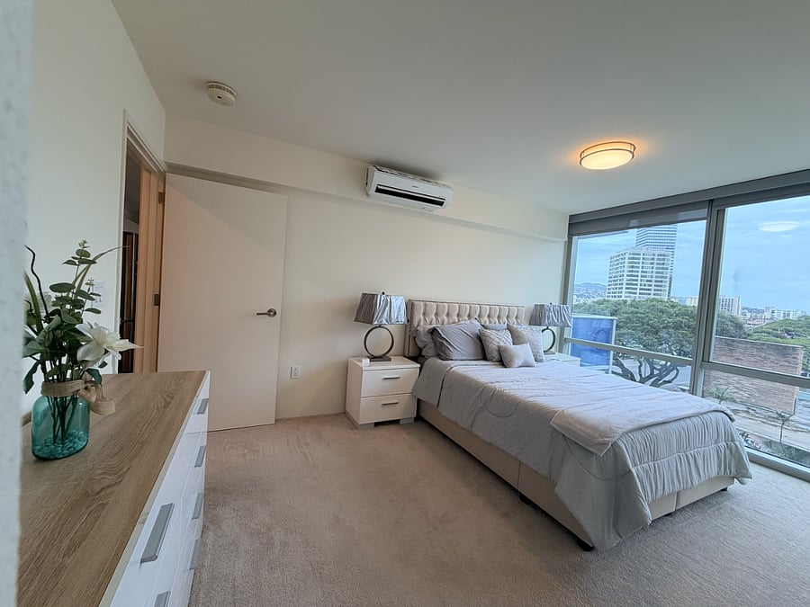 Each room has its own split A/C unit.  