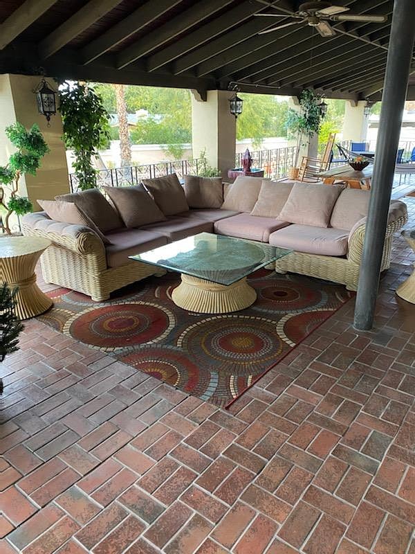 Lounge on the peaceful back patio