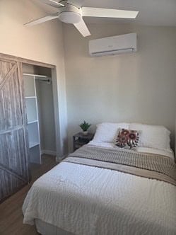 Bedroom has a large closet