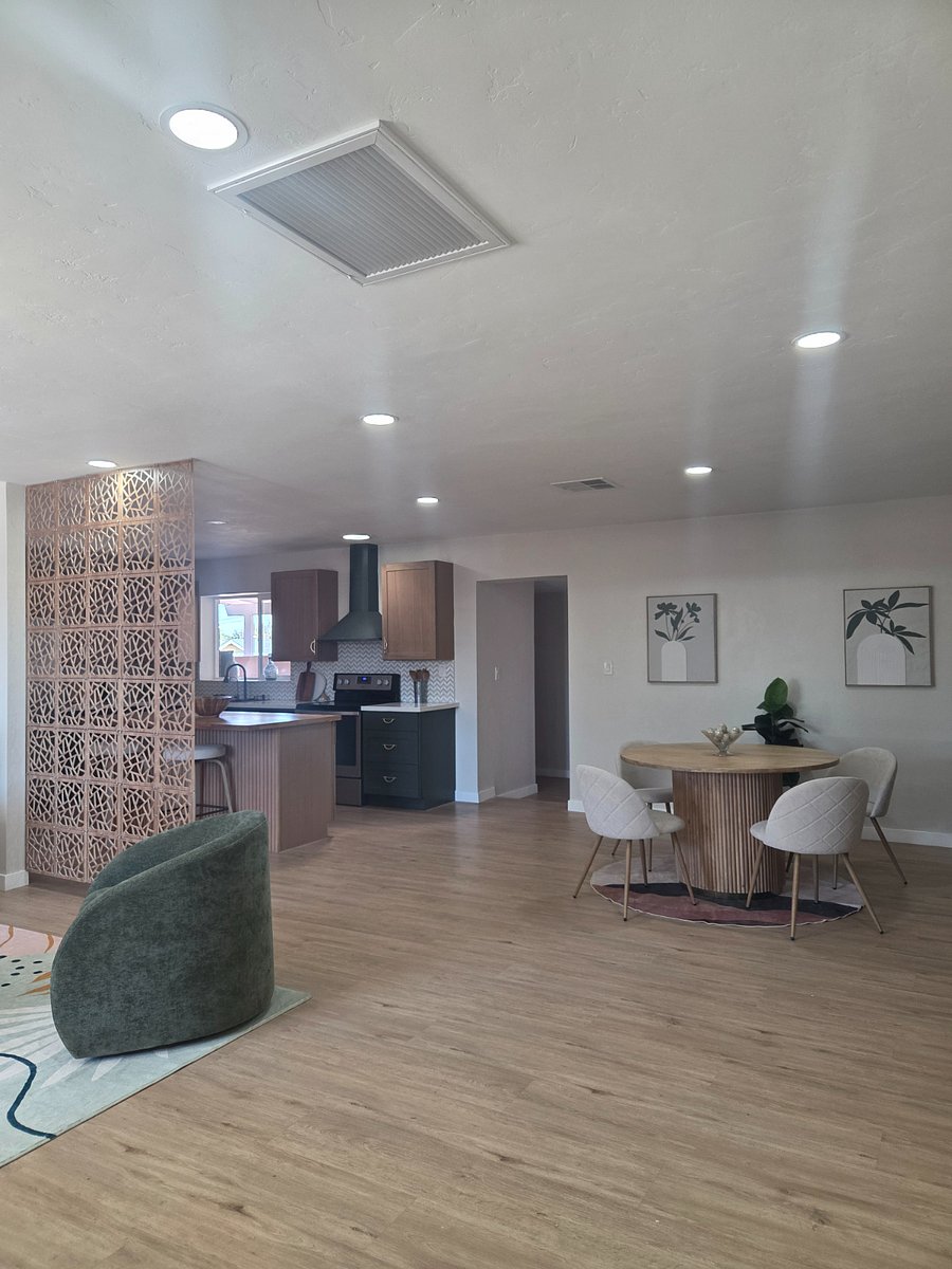View of open concept with decorative divider