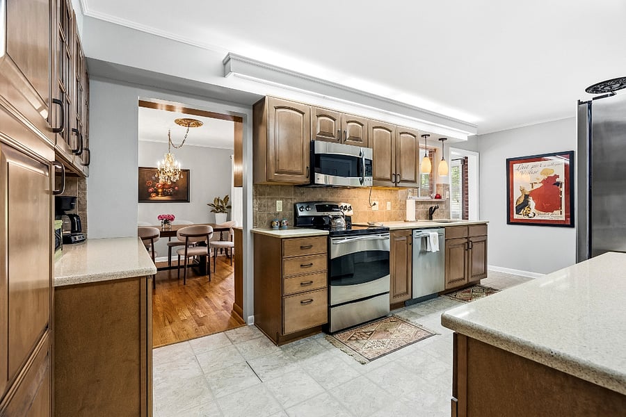 Kitchen with solid wood cabinets