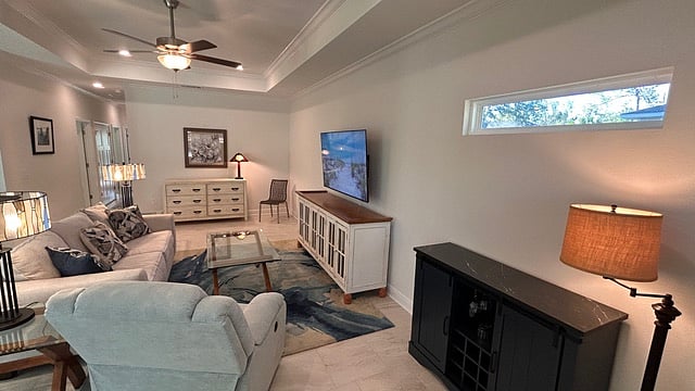 Living room view from front entry