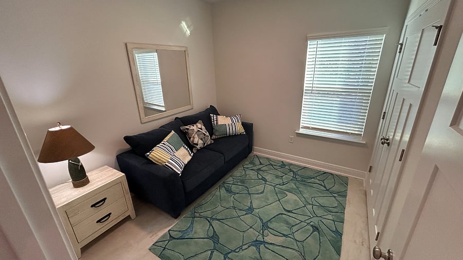 Bedroom one with comfortable queen sleeper sofa