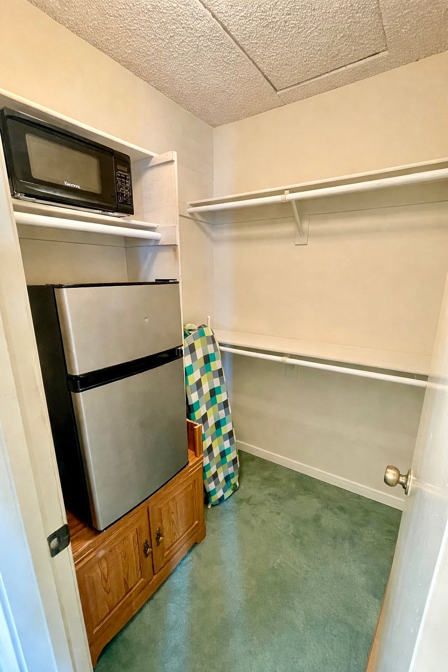 Closet with new Mini Fridge & Microwave
