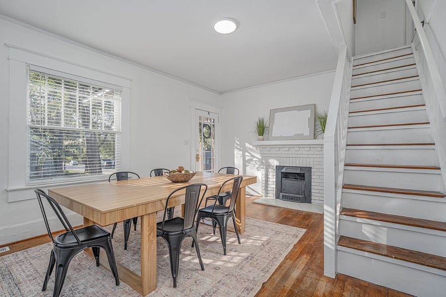 Large dining table with plenty of seating for 6