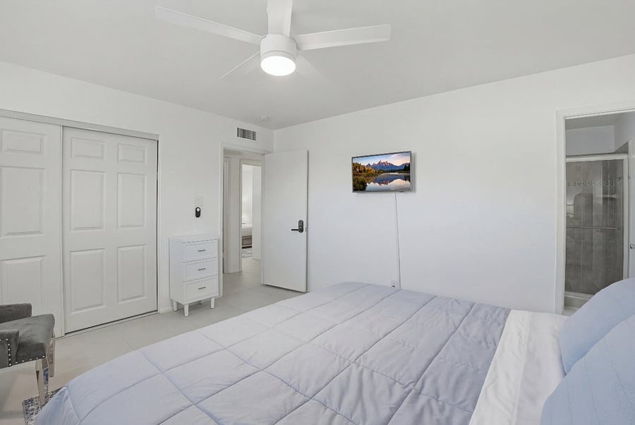 Room 1, There is a chest of drawers in the large closet.