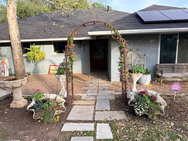 close up of front of housedinin