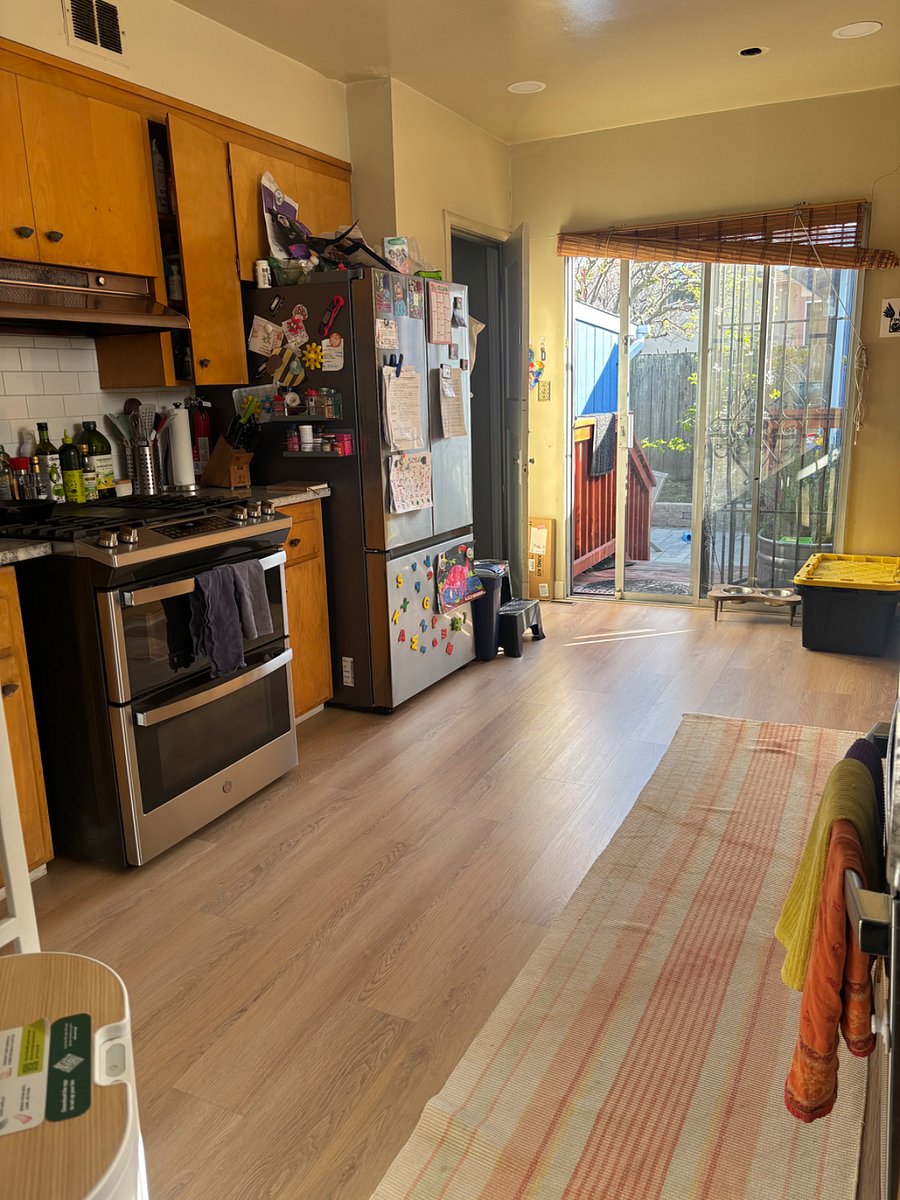 kitchen opens onto the backyard