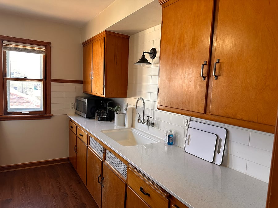 Updated kitchen with ample counter space and natural light