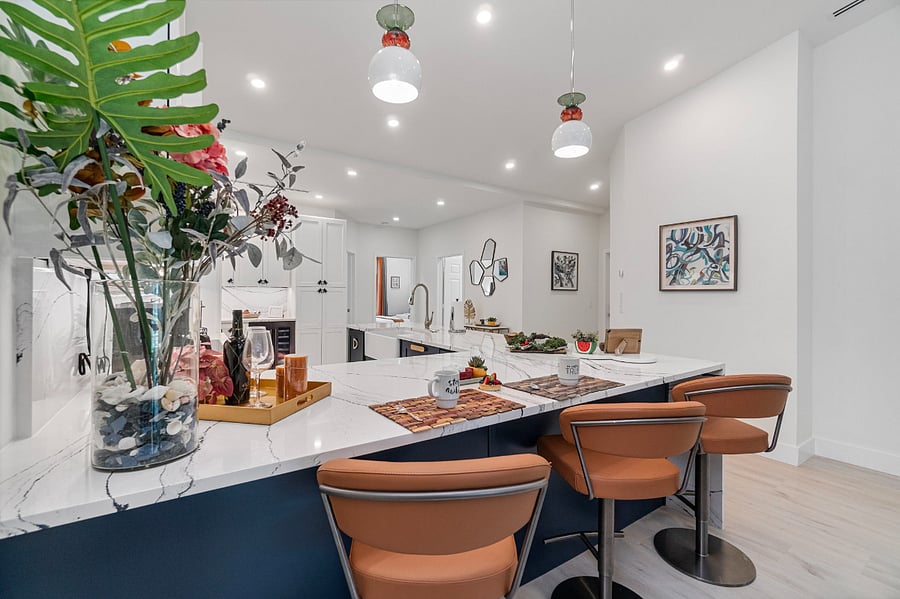 Leather Bar Stools with Under Counter Outlets