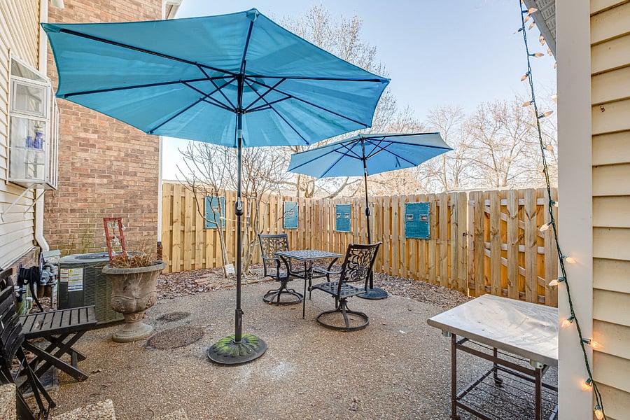 fenced in patio area directly off the kitchen and dining room