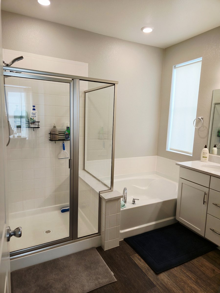 Shower and bathtub in master bath