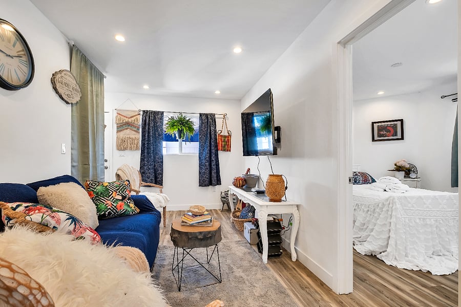 Designed for togetherness: This cozy open-layout floor plan allows everyone to socialize whether they are in the kitchen or the living room