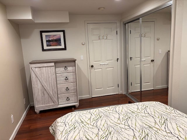 Smaller Bedroom Closet and door to hallway.