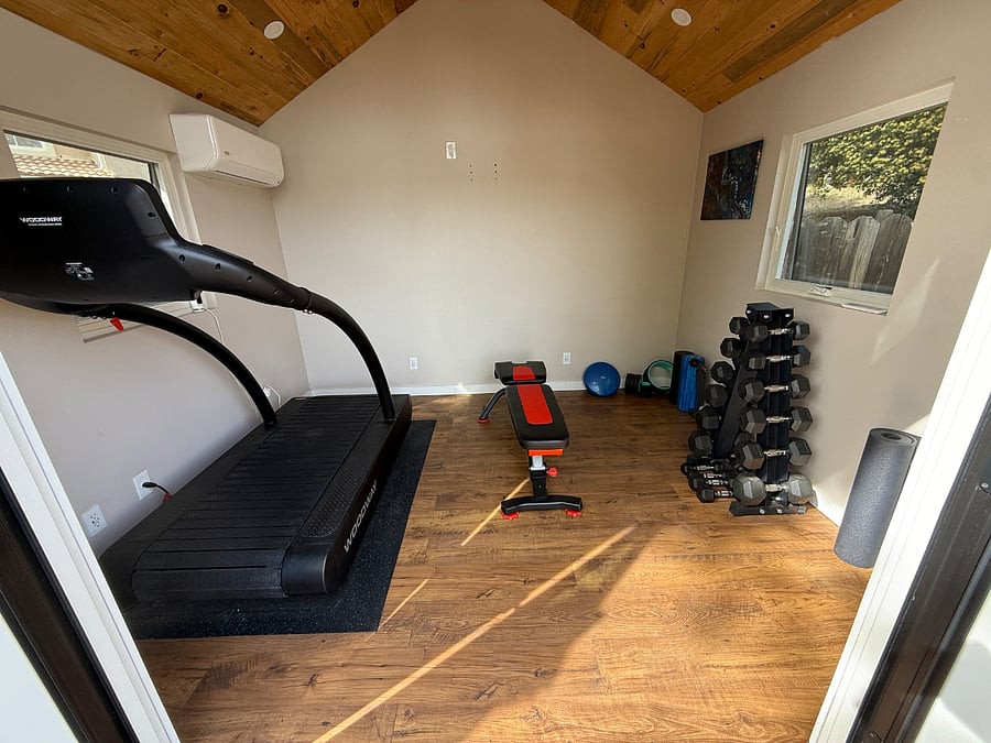 Woodway Treadmill + Free Weights + Bench